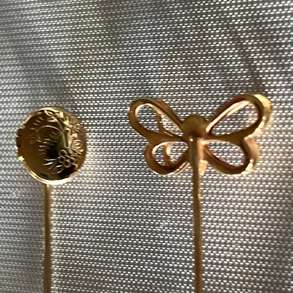 Avon Pin and 8 Stick Pins Lot Telephone Flower Lock Moon Butterfly Bird Stars - Picture 7 of 12